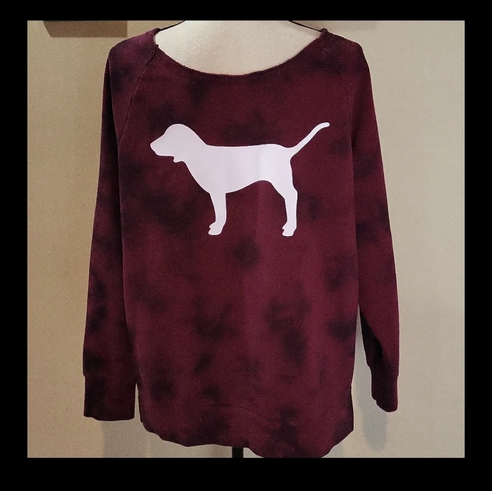 Victoria's Secret PINK Maroon Tie-Dye Sweatshirt